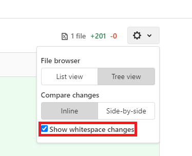 Einstellungen zur Ansicht im Merge Request